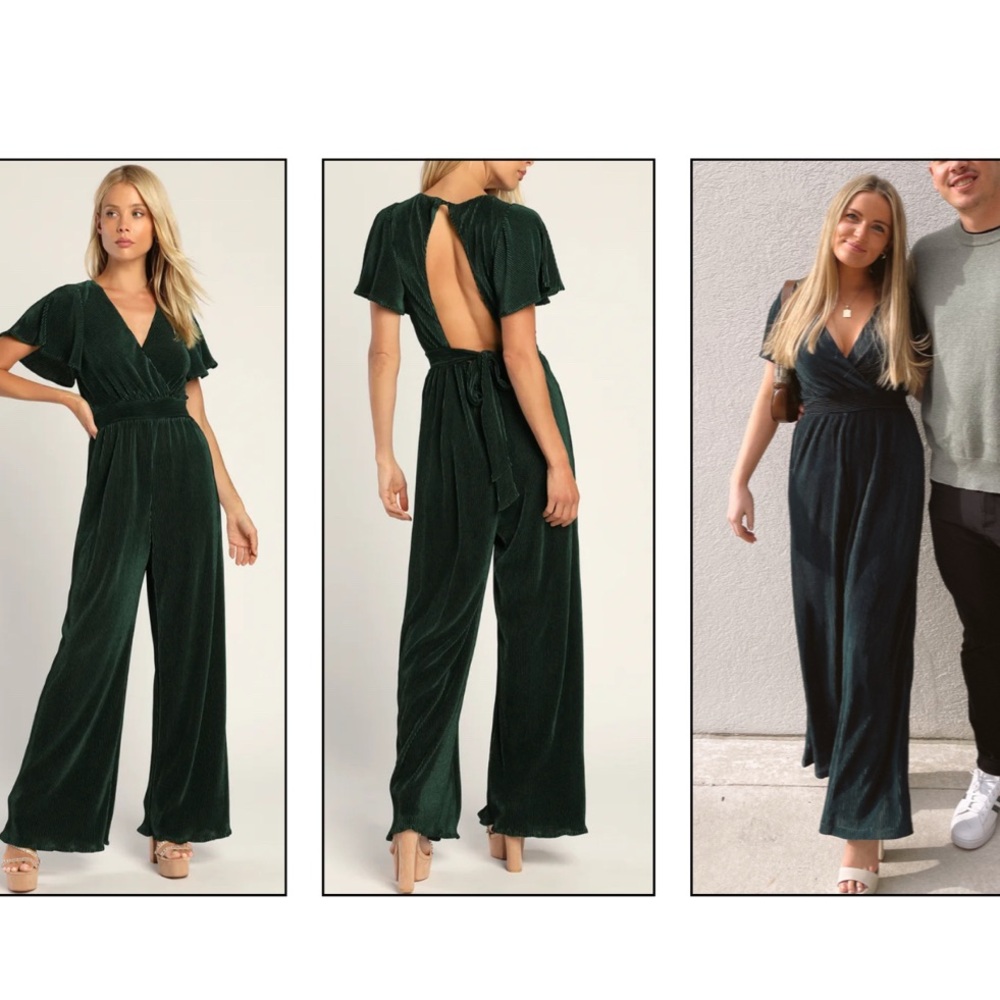 Lulus Dark Green Velvet Jumpsuit
